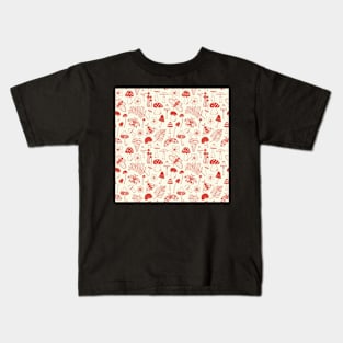 Mushroom and Moths Cottagecore Pattern Kids T-Shirt